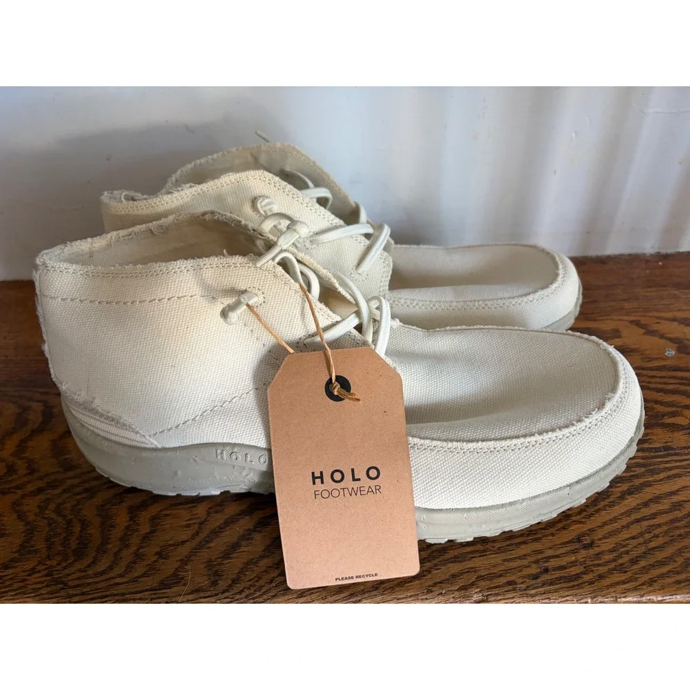 HOLO Footwear Athena Chukka Cream Canvas Boots Womens 12 HW511101 Eco-Friendly